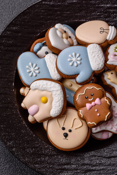 Gingerbread as a Christmas staple, sweet biscuits for the holiday. Gingerbread as a background
