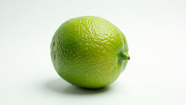 Lime with Leaf Pattern on White Background