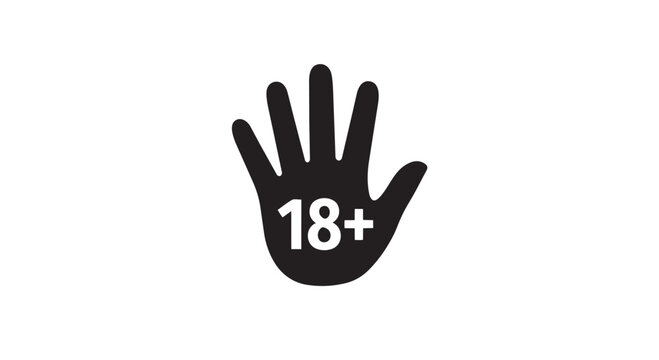 Eighteen plus adult content restriction warning sign with eighteen restriction maturity censorship
