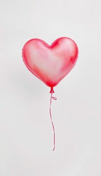Watercolor heart balloon floating above a soft, romantic background with subtle gradient effects, celebration, love