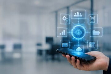 Fototapeta premium AI Business Dashboard Hologram