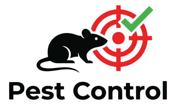 Pest control logo with rat silhouette and target icon