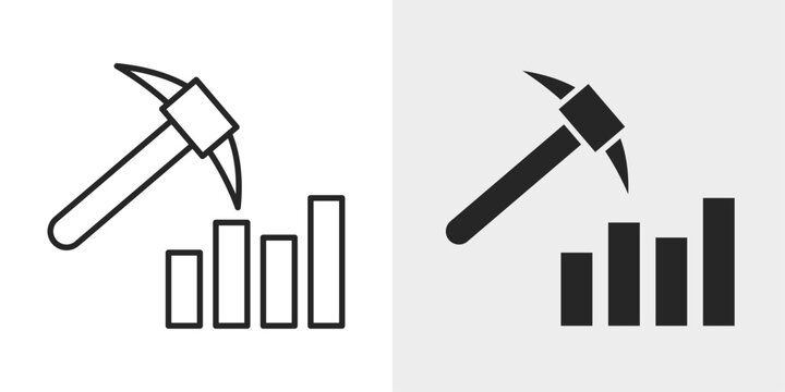 Data Mining Graph Icon represents data analysis, business intelligence, and analytical insights with editable outline and filled vector illustration.