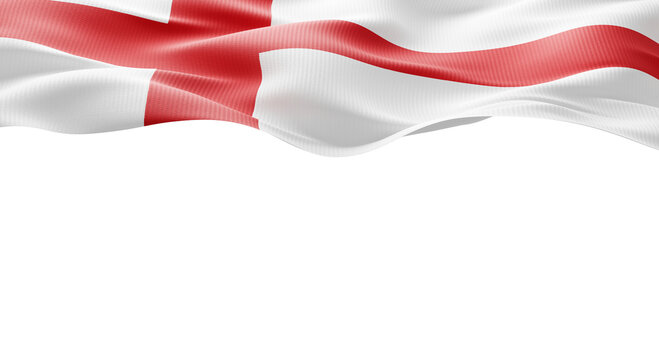 England flag flowing isolated on transparent background with copy space 3D render