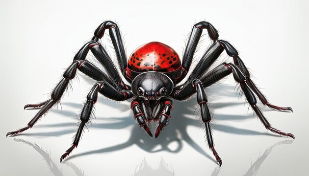 black widow spider redback isolated white background generative ai