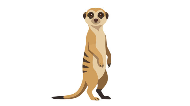Cute Standing Meerkat Vector Illustration Wild African Animal Isolated on White Background for Nature Design Projects