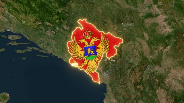 Montenegro Map and Flag Location Highlight