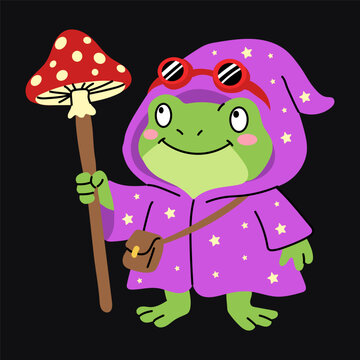 Magical Frog Adventurer with Mushroom Wand