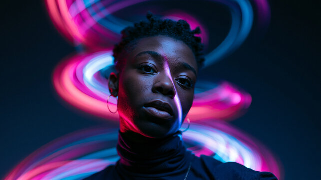 Portrait with Neon Light Effect and Modern Energy