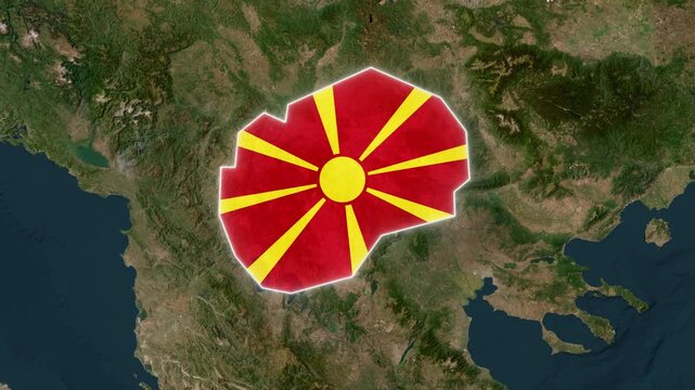 North Macedonia Map Animation and Flag  