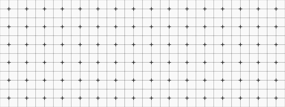 White paper background with blueprint black grid seamless pattern. Even millimeter squares and thin lines. Notebook texture for engineering and architectural pages.