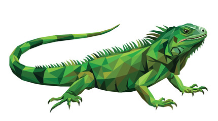 Fototapeta premium Green Iguana Reptile Vector Illustration in Geometric Low Poly Style Isolated on White Background for Tropical Designs