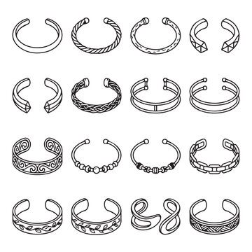 Diverse Toe Rings Collection in Clean White Background Isolated Vector Set