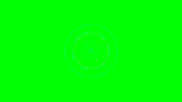 Digital circular targeting reticle overlay on a solid bright green background