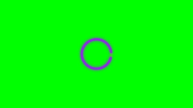 A single purple ring centered on a vibrant solid green background screen