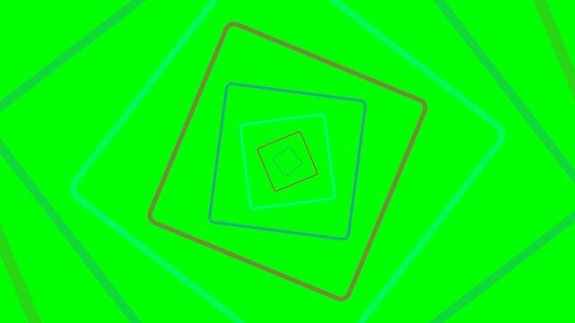 Concentric squares creating a vibrant infinite tunnel on a green background