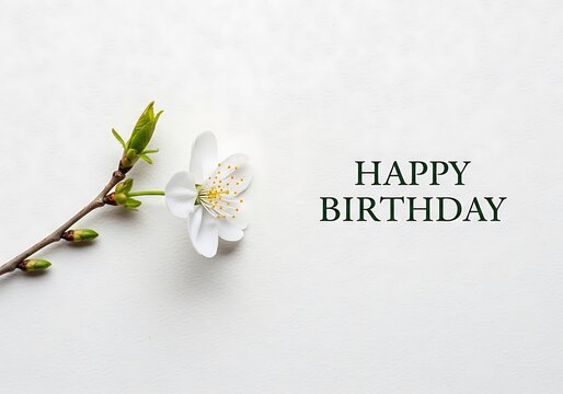 Happy birthday message with branch and butterfly