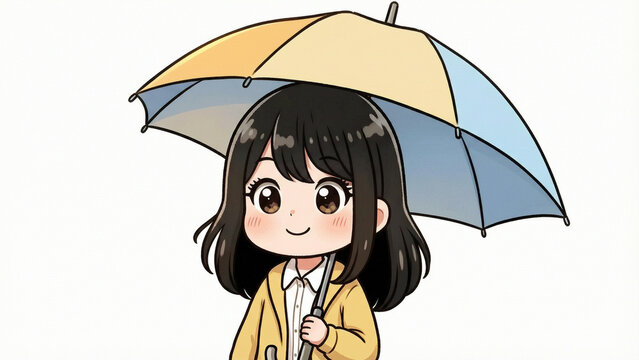Cute Girl Holding a Sun Umbrella