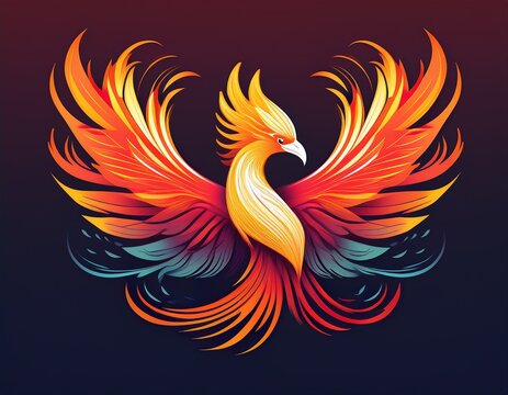 modern phoenix bird logo gradient flame mythical flying bird emblem design