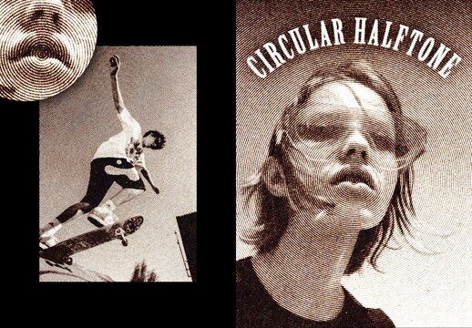 Vertical Circular Halftone Poster Effect For Poster And Print Design