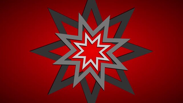 Abstract sharp geometric star pattern on red background