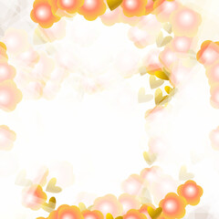 Fototapeta premium Soft Floral Seamless Pattern with Glowing Orange Flowers and Hearts