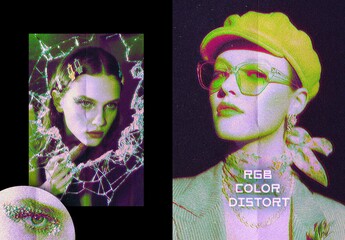Vertical RGB Color Distorted Poster Effect For Poster And Print Design