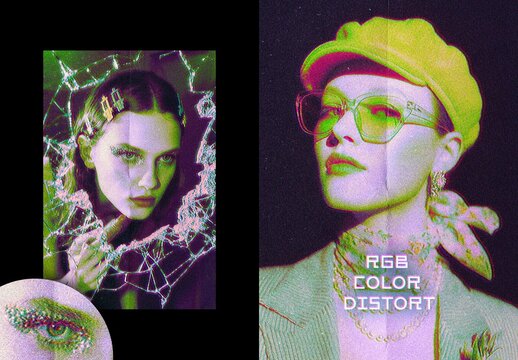 Vertical RGB Color Distorted Poster Effect For Poster And Print Design
