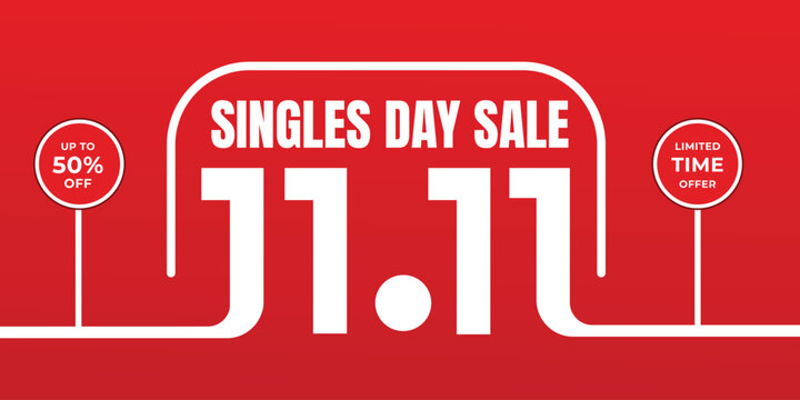 Singles Day 11 11 Limited Time Offer Sale Banner Background Design Template
