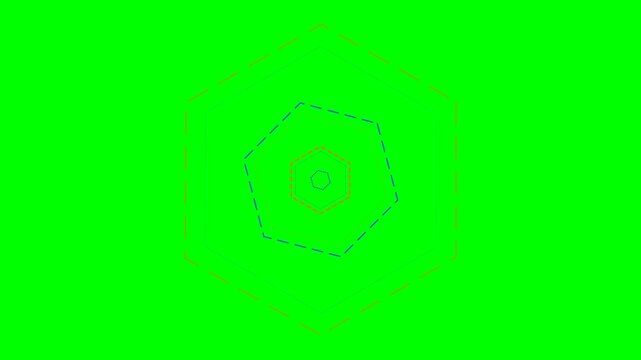 Abstract concentric hexagonal geometric shapes on a vibrant green background