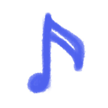 Hand drawn music note with single stem isolated