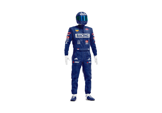 F1 Racing Kit Half Side View Mockup Realistic Design for Marketing and Packaging
