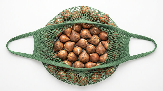 Tulip bulbs in mesh bag
