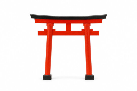 Small traditional torii gate model isolated on white background design element