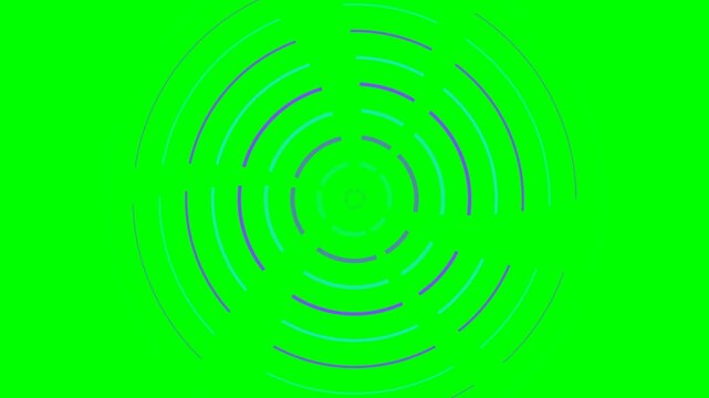 Abstract circular arc pattern with dashed lines on a bright green background