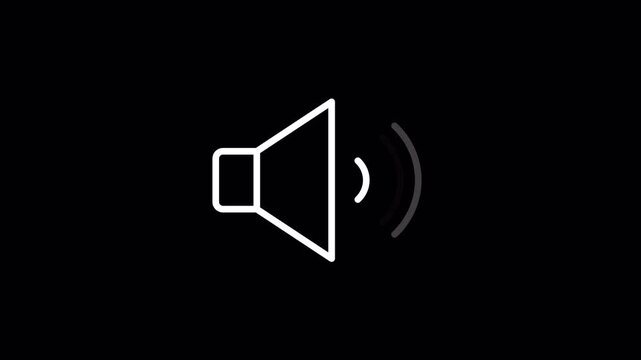 Volume Icon Animation with Sound Waves, Speaker Audio Symbol with Transparent Background, Smooth Motion Graphic Overlay for Video Editing and Social Media in 4K. 