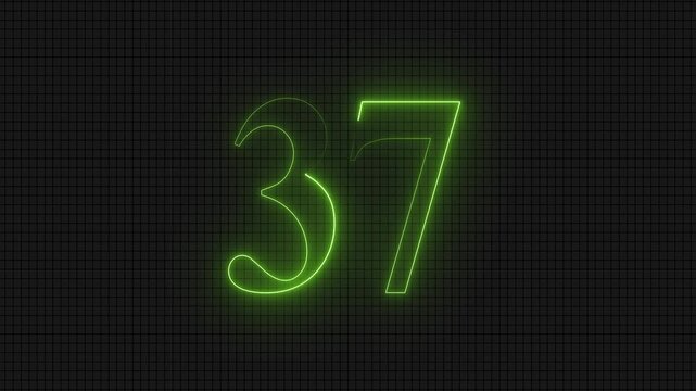 Neon Number 37 Text Animation Loop