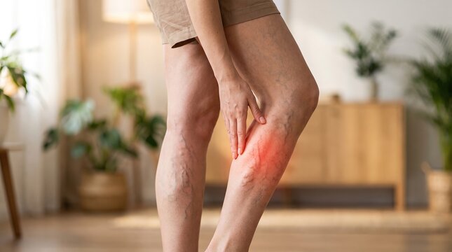 Varicose Veins and Leg Pain &ndash; Close-Up of Calf with Redness