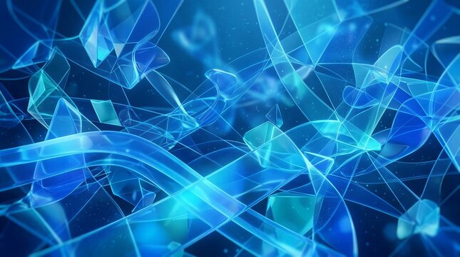 Abstract Blue Themed Digital Art Depicting Fluid Shapes And Vibrant Colors In Motion.