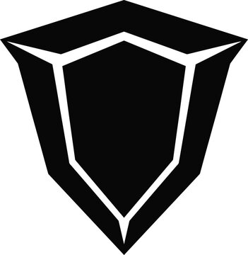 Isometric solid vector shield icon with geometric perspective design preview