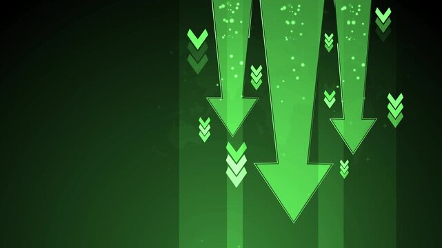 Abstract background with large downward arrows and small chevrons, showing decline falling trend or decrease animation