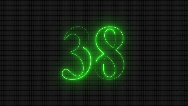 Neon Number 38 Text Animation Loop