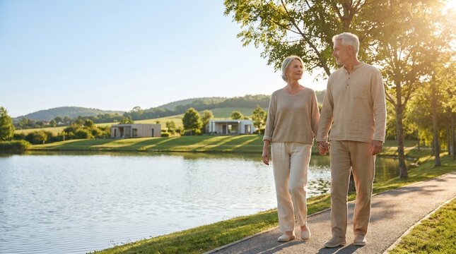 Couple Walking Beside Lake for World Lungs Day