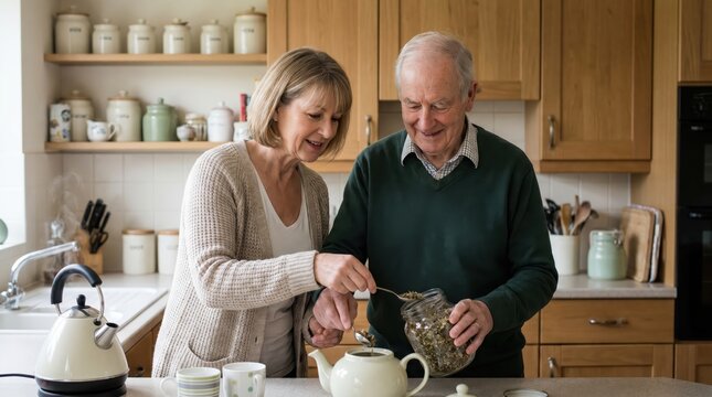Caregiver assisting elderly patient with tea preparation for World Lungs Day