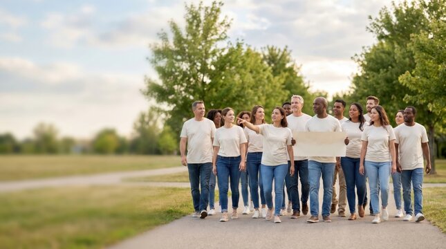 Diverse Group Walks for World Lungs Day Awareness