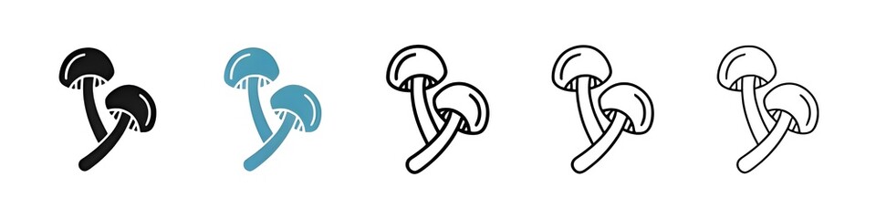 Mushroom line icon set. simple shiitake mushroom vector icon. fungi sign for UI designs. Thin line customizable illustration. Contour symbol. Vector isolated outline drawing. Editable stroke © Lovely