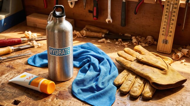 Metal Water Bottle and Gear for Heatwave Safety