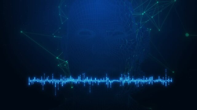 AI Voice Recognition Interface with Audio Waveform Animation 4K