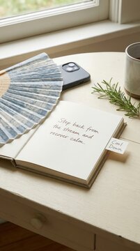 Journal for Digital Detox and Mindfulness, Featuring a Fan and Phone
