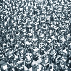 Obraz premium Abstract metallic surface with countless reflective geometric elements, creating a futuristic industrial texture full of depth and visual energy.